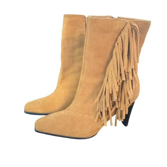 Predictions Leather Collection Heel Boots Fringe Western Women's, Size 6 - Picture 1 of 9
